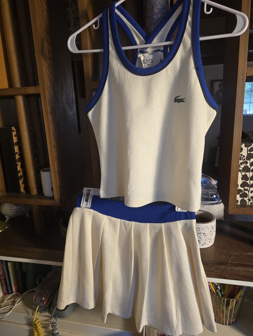 Cream and Blue Tennis Skirt And Tank Set